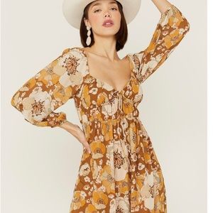 Lush Carmel Floral Dress